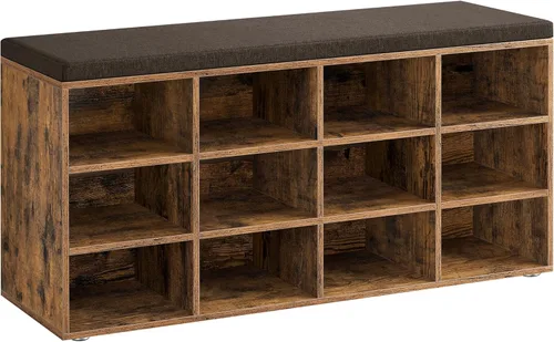 Miniatura 11 de VASAGLE - Colección CUSTOS - Banco para zapatos, banco de almacenamiento con asiento acolchado, banco de entrada con 10 compartimentos