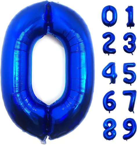Lovoir Globo azul marino de 40 pulgadas con el número 0 de gran tamaño de papel de aluminio de Mylar para helio azul oscuro para fiesta de Azul