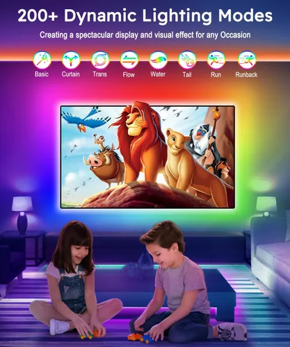 Miniatura 5 de MORIACC Luces LED para TV de 16.4 pies, retroiluminación LED para TV de 45 a 75 pulgadas, sincronización de música, tira LED que cambia