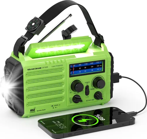 Miniatura 16 de AUTO NOAA Radio de emergencia de alerta, manivela solar portátil AM FM radio meteorológica de onda corta para supervivencia, radio a