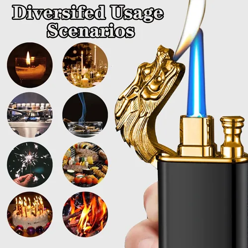 Miniatura 3 de Encendedor de dragón, único encendedor de antorcha conmutable, llama suave/chorro, butano, recargable, regalo creativo para hombres (sin combustible)
