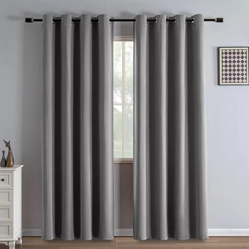 Miniatura 100 de IGEMAEVE Cortinas 100% opacas de 108 pulgadas de largo para dormitorio, juego de 2 paneles de cortinas opacas con bolsillo para barra y pestaña