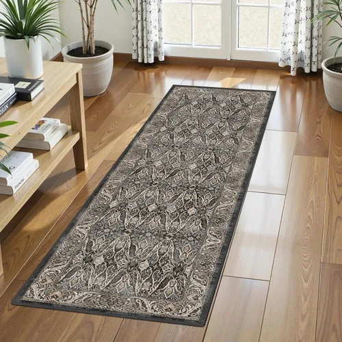 Miniatura 23 de Alfombra de Área Lavable 2'6'' x 8' Alfombra Persa Tradicional Vintage - Alfombra Plegable Desgastada Antideslizante Lavable a Máquina para Sala
