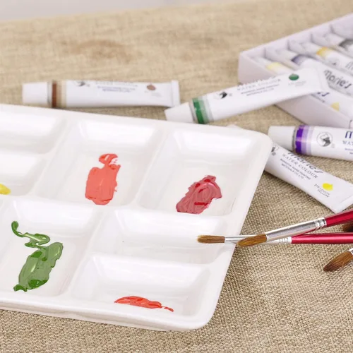 Miniatura 5 de VanEnjoy Paleta de pintura de artista de cerámica cuadrada blanca,Paleta de acuarela de porcelana,Bandeja de mezcla de cerámica para pintura