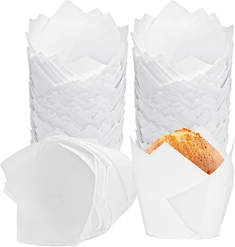 Miniatura 7 de 200 piezas de forros para magdalenas de tulipán, forros para magdalenas de muffin, portavasos para hornear premium, envoltorios para magdalenas