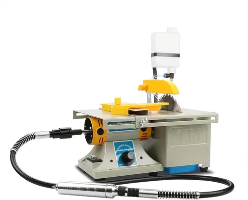 Miniatura 8 de Mini sierra de mesa de roca, equipo lapidario DIY joyería pulido banco pulidor pulidor máquina de pulir, 0-10000r/min con eje flexible para el hogar
