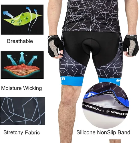 Miniatura 28 de sponeed Conjunto de traje de ciclismo para hombre, camiseta de ciclismo de carretera, pantalones cortos de ciclismo de trianthlon