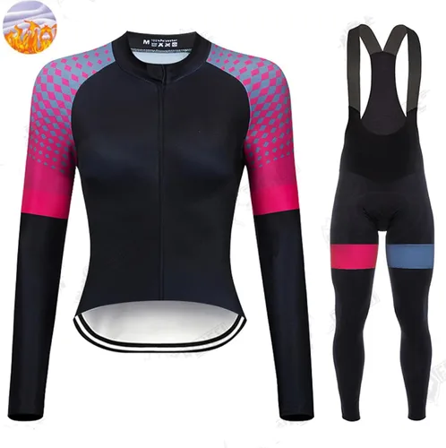 Miniatura 4 de Ciclismo Invierno Chaqueta Bicicletas Manga Larga Cálido Tops Mujer Al Aire Libre Polar Jersey MTB Road Bike Ropa Deportiva