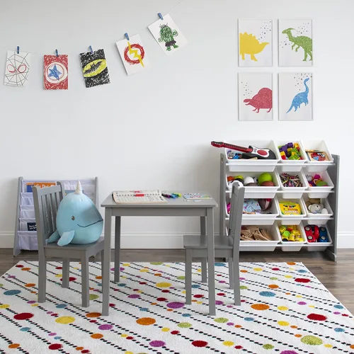 Miniatura 6 de Humble Crew Organizador de almacenamiento de juguetes para niños con 12 cubos de plástico, gris/blanco, contenedores extraíbles para sala