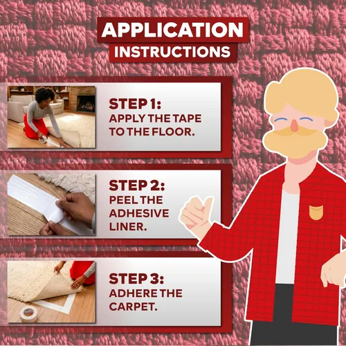 Miniatura 2 de XFasten Cinta para alfombras para suelos de madera dura, 2 x 10 yardas, sin residuos, cinta de alfombra fuerte de doble cara, cinta adhesiva