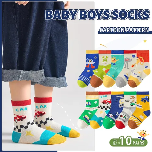 Miniatura 2 de Eocom Calcetines para bebés y niños pequeños, divertidos calcetines de algodón transpirable para regalo, 10 pares