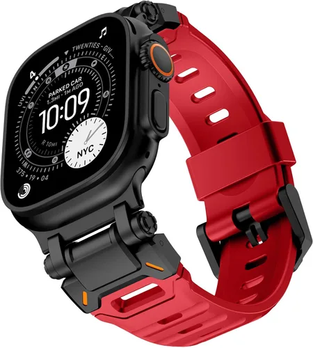 Miniatura 27 de KADES Correa deportiva resistente de TPU para Apple Watch Ultra 3/2/1 de 1.929 in, conectores metálicos para Apple Watch Series 11/10/SE3 de 1.81