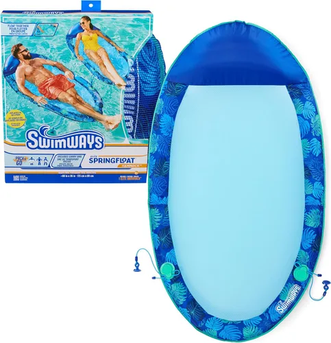 Swimways Elite Spring Float Hamaca Tumbona de piscina, flotadores inflables de piscina para adultos con inflado rápido, hamaca de piscina para