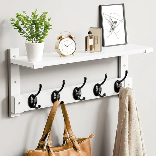 Miniatura 8 de Oraich - Ganchos de pared con estante, perchero de pared de 73 cm con gancho para colgar abrigos, mochilas, llaves y ropa, estante flotante de pared