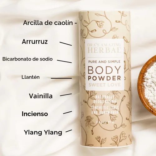 Miniatura 4 de Polvo corporal para mujer de Ora's Amazing Herbal, libre de almidón de maíz y talco, polvo para baño y limpieza, aceite de ámbar, aceite esencial