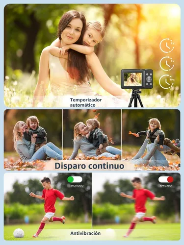 Miniatura 4 de Cámara digital, FHD 1080P Cámara digital de apuntar y disparar con zoom de 16X antivibración, tarjeta de 32 GB, cámara pequeña compacta para niños