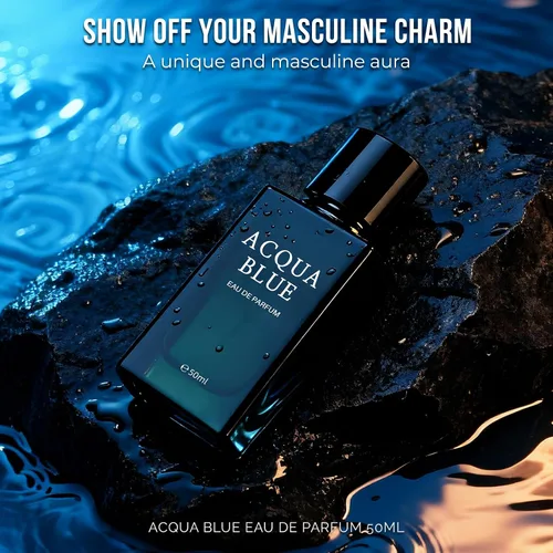 Miniatura 8 de Acqua Blue Eau de Parfum para hombre, 1.7 fl oz de colonia fresca de madera fougere con limón, menta y pimienta rosa, fragancia masculina limpia
