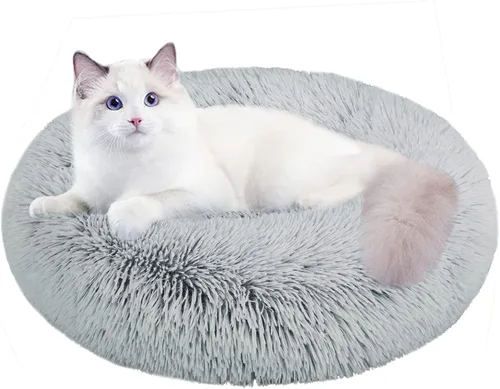 Miniatura 12 de Nisrada Cama para perros pequeños, medianos y grandes, 20 pulgadas, relajante, lavable, redonda, acogedora, suave, cama para mascotas para cachorros