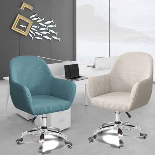 Miniatura 2 de Funda para silla de computadora de oficina, 2 piezas con brazos giratorios y respaldo curvado, funda para silla de comedor, estilo moderno