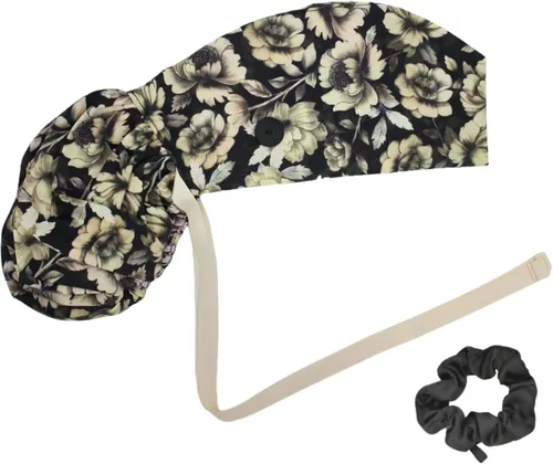 Miniatura 20 de Gorra médica con interior sedoso, gorro de algodón con banda para el sudor y botones, cola de caballo ajustable