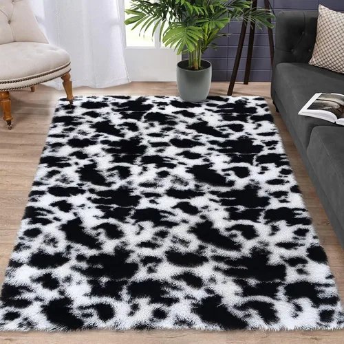 Miniatura 9 de GAOMON Alfombra moderna de pelo largo azul y blanco para niños, de 2 x 6 pies, ultra suave, peluda, para interiores, alfombra de pelo alto
