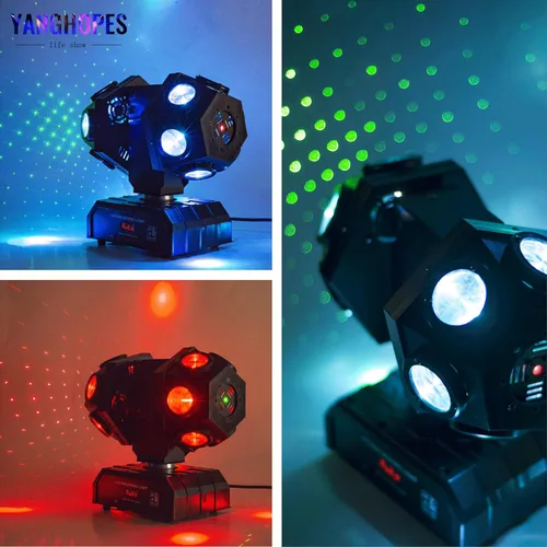 Miniatura 2 de Luz de cabeza móvil para DJ con haz giratorio, luz de escenario, activada por sonido, DMX512, perfecta para DJ, KTV, discoteca, fiesta, boda