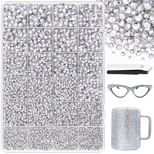 Miniatura 23 de 7000 diamantes de imitación de resina con pinzas para manualidades, diamantes de imitación de gelatina con parte trasera plana de 2/3/4/5/6mm, 4