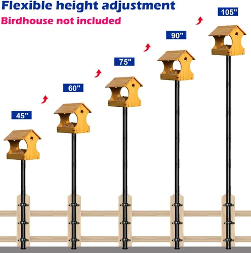 Miniatura 3 de Garbuildman Kit de Poste para Comedero de Pájaros de 105 Pulgadas, Juego de Poste Resistente para Casa de Pájaros para Valla de Terraza o Barandilla