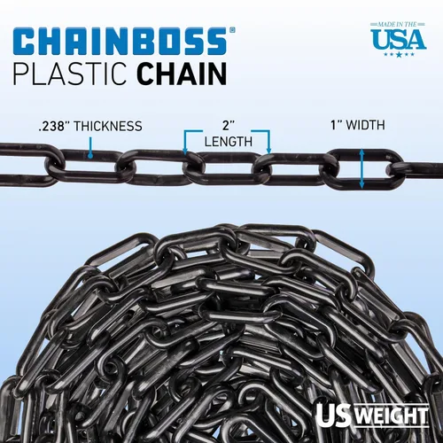 Miniatura 6 de US Weight (Fabricado en Estados Unidos) Cadena de seguridad de plástico blanco de 2 pulgadas x 100 pies. Tecnología resistente a los rayos UV