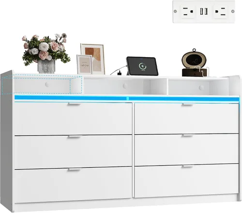 Miniatura 16 de WLIVE - Cómoda ancha de madera para dormitorio