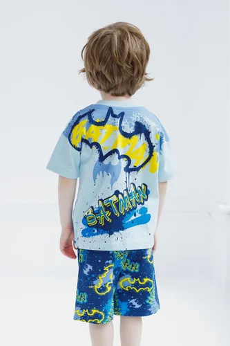 Miniatura 3 de DC Comics Conjunto de camiseta de Batman de la Liga de la Justicia y pantalones cortos de rizo francés para niños pequeños y grandes