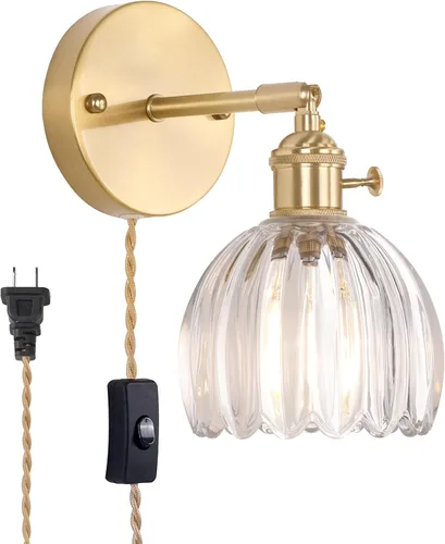 Miniatura 16 de Shenmoyl Aplique de Pared Vintage Operado por Batería con Linda Campana de Vidrio Tulipán Verde, Recargable Inalámbrica, Luz de Pared con Control