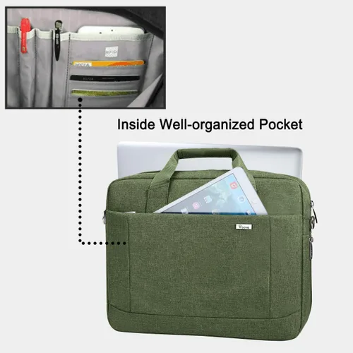 Miniatura 7 de Voova - Bolso para laptop de 15, 15.6, 16 pulgadas, funda para computadora con bandolera, maletín expandible impermeable para negocios para hombres