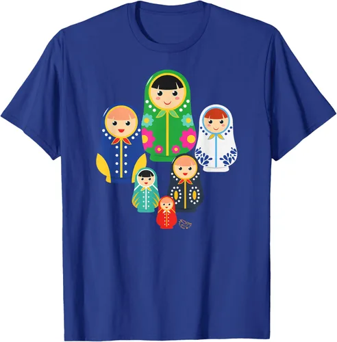 Miniatura 19 de Matryoshka Russian Nesting Dolls, Rusia - Camiseta de regalo, Azul / Patchwork, S