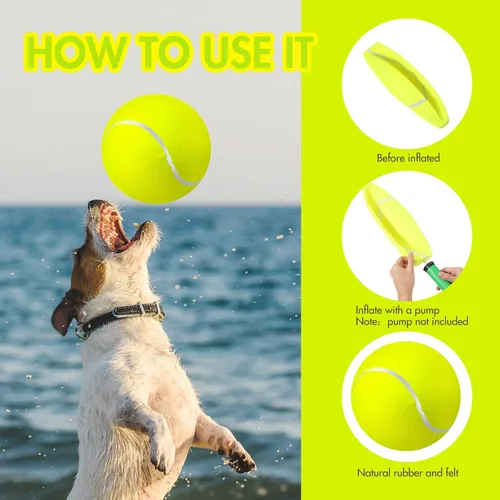 Miniatura 5 de Sratte 6 pelotas de tenis grandes gigantes para perros de 9.5 pulgadas, pelotas inflables de juguete para perros grandes para entrenamiento