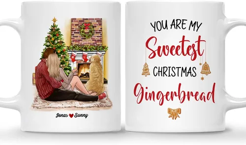 Miniatura 10 de Gossby Taza de café de Navidad personalizada para parejas y perros, personalizada con diseño, nombre, regalo de Navidad para novia, novio, esposa