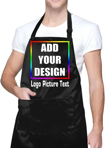 Miniatura 10 de Personalized Custom Apron For Women Men Kitchen Cooking Aprons Customized with Pockets Name Text Logo Picture Estilo 1