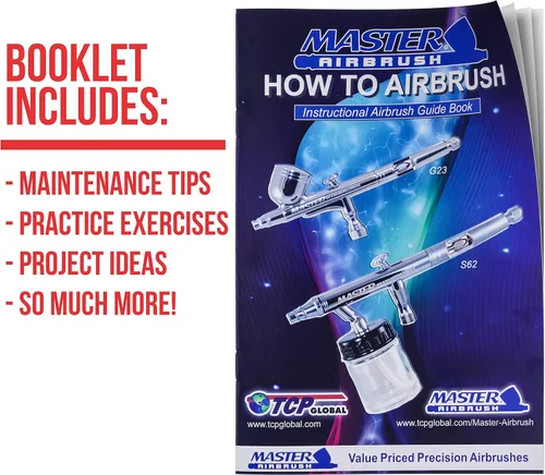 Miniatura 5 de Master Airbrush Kit de aerógrafo multiusos con mini compresor, aerógrafo de alimentación por gravedad de doble acción. Manguera de aire y juego