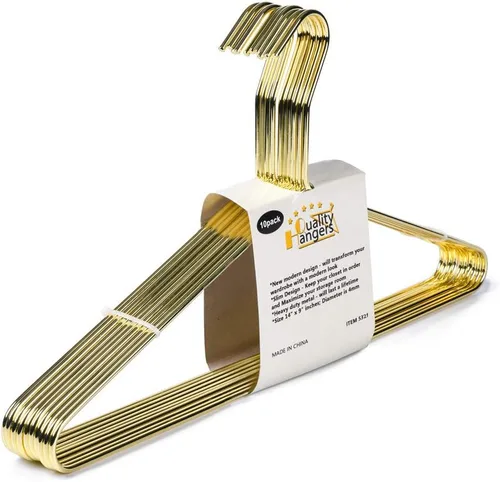 Miniatura 2 de Hermosas perchas de metal de aluminio dorado para colgar abrigos resistentes (tamaño adulto)