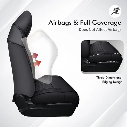 Miniatura 3 de Huidasource - Fundas de asiento delantero para Tundra, funda de cojín de asiento de cuero negro automotriz de cobertura completa, ajuste