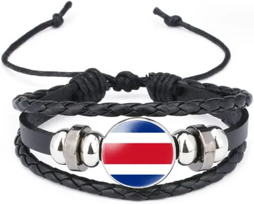 Miniatura 46 de vmcoatdu Mundial Muchas Banderas Nacionales Brazalete Retro de Aleación de Cuero para Pulsera de Cuerda Trenzada de Bandera Nacional