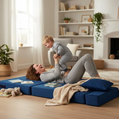 Miniatura 6 de Nigoone Sofá cama plegable de espuma viscoelástica con cojín, silla reclinable, sofá cama individual convertible para invitados, futón, funda Azul