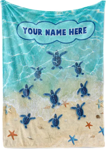 Miniatura 11 de Manta personalizada de Living para niños Manta de forro polar de animales marinos personalizada Manta azul para niños Manta para bebé niña