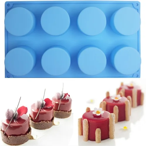 Miniatura 5 de SourceTon - Molde para hornear de silicona redondo grande de 8 cavidades, 3 paquetes de moldes antiadherentes de grado alimenticio para pasteles