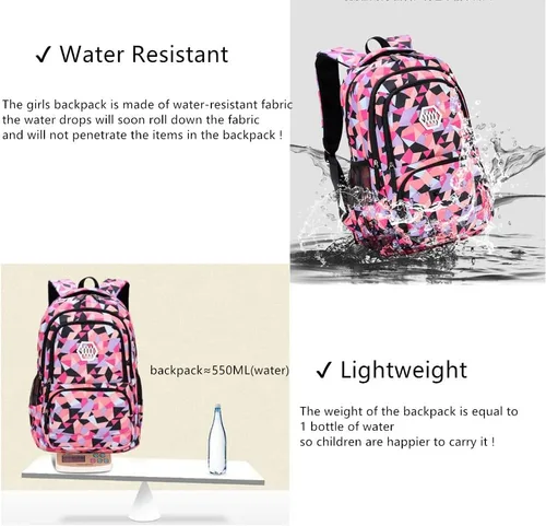 Miniatura 5 de MITOWERMI 3Pcs Backpack for Girls Boys Kids Backpack with Lunch Box for Elementary Middle High School