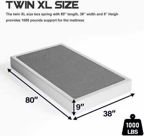 Miniatura 2 de ZIYOO Somier y cubierta individual XL, somier de perfil alto de 9 pulgadas, fácil montaje, base de colchón, estructura de acero de metal resistente