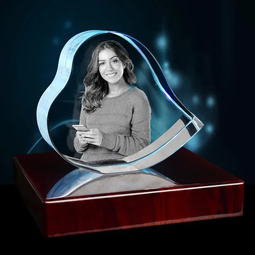 Foto personalizada de cristal 3D | Grabado grabado en el interior | Regalo significativo para mamá, papá, esposa, marido, abuela, abuelo, niños,