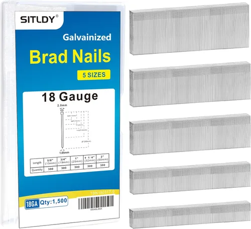 Miniatura 17 de Clavos Brad de acero inoxidable 304 calibre 18 de 1-1/2 pulgadas, paquete de 2400 clavos de pistola de uñas de acabado pequeño para neumática