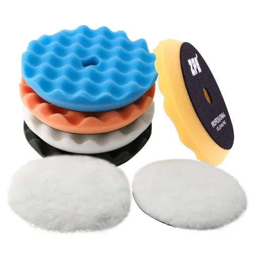 Miniatura 8 de Almohadillas de pulido y almohadillas de pulido, ZFE 6 piezas de 5 "(125 mm) almohadillas de pulido de espuma de gofre, almohadillas de pulido de 6
