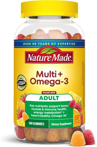 Miniatura 13 de Nature Made Multivitamínico + Omega-3, gomitas multivitamínicas para mujeres y hombres, apoyo nutricional diario, 80 vitaminas y minerales